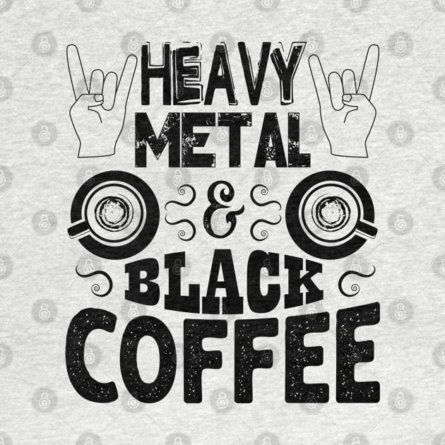 Funny coffee Lovers gift, Heavy metal and black coffee by hugandmug